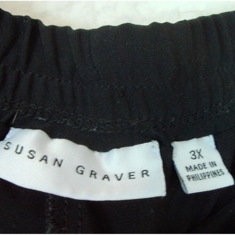 Susan Graver Size 3X Pull On Swim Skort Black‎ Stretch Elastic Waist Women's